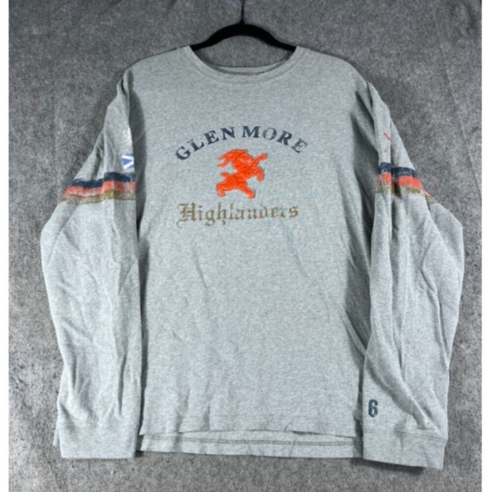 VTG 90s Gap Glen More Highlanders  #6 Long Sleeve Shirt Mens L Gray Athleisure